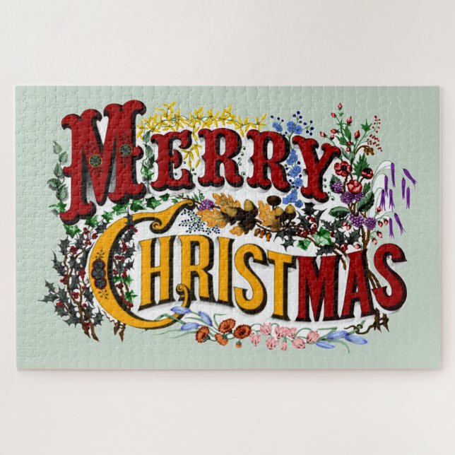 Merry Christmas Vintage Jigsaw Puzzle (Horizontal)