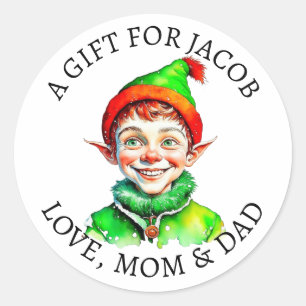 Merry Christmas   Vintage Little Elf To and From Classic Round Sticker