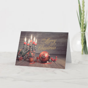 Merry Christmas Vintage Ornaments and Candles Card