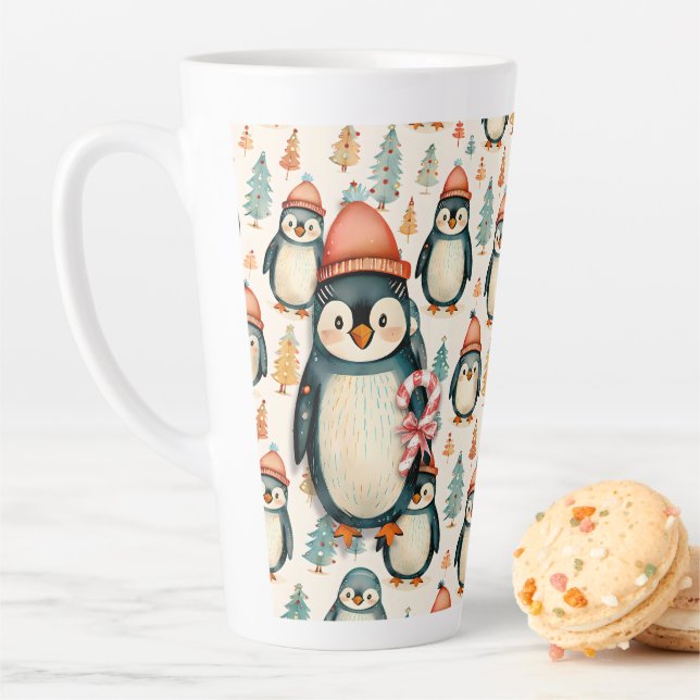 Merry Christmas  | Vintage Penguins Christmas Latte Mug (In Situ)