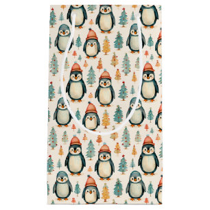 Merry Christmas Vintage Penguins Christmas Small Gift Bag