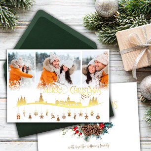 Merry Christmas Vintage Photo Card Foil Style