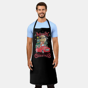 Merry Christmas Vintage Red Santa Truck Apron