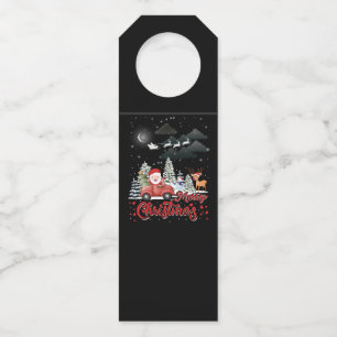 Merry Christmas Vintage Red Santa Truck Gifts Bottle Tag