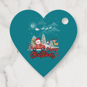Merry Christmas Vintage Red Santa Truck Gifts Favour Tags