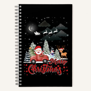 Merry Christmas Vintage Red Santa Truck Gifts Notebook