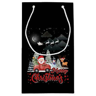 Merry Christmas Vintage Red Santa Truck Gifts Small Gift Bag
