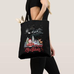 Merry Christmas Vintage Red Santa Truck Gifts Tote Bag