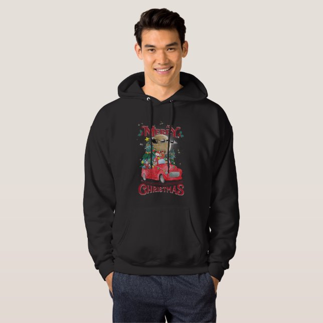 Merry Christmas Vintage Red Santa Truck Hoodie (Front Full)