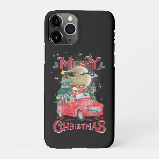 Merry Christmas Vintage Red Santa Truck iPhone Case (Back)