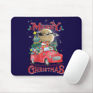 Merry Christmas Vintage Red Santa Truck Mouse Mat