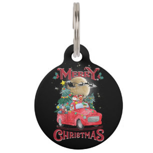 Merry Christmas Vintage Red Santa Truck Pet Tag