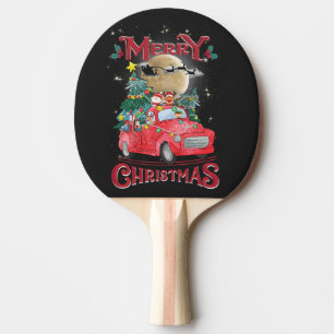 Merry Christmas Vintage Red Santa Truck Ping Pong Paddle