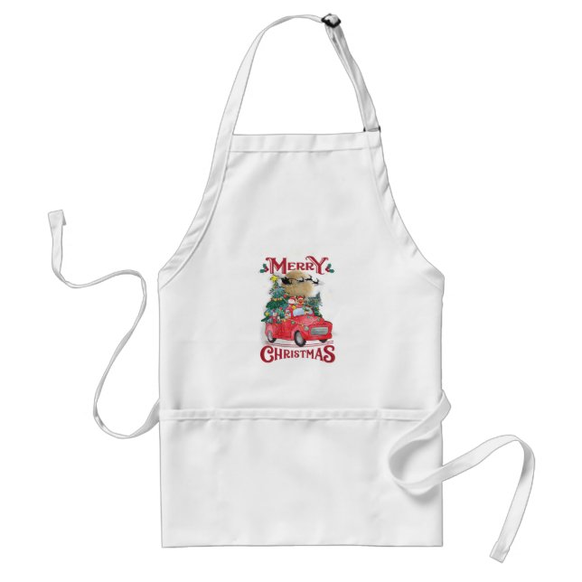 Merry Christmas Vintage Red Santa Truck Standard Apron (Front)