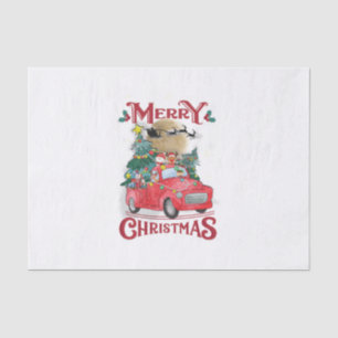 Merry Christmas Vintage Red Santa Truck Tissue Paper