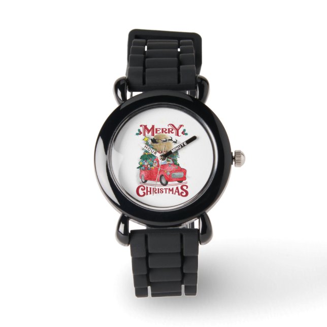 Merry Christmas Vintage Red Santa Truck Watch (Front)