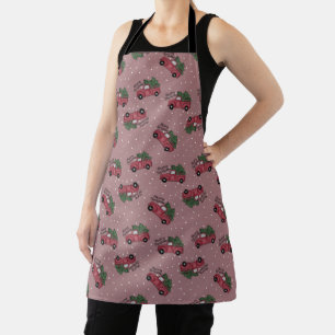 Merry Christmas Vintage Red Truck Apron