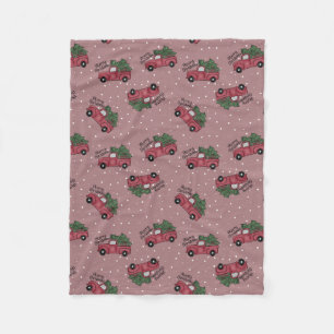 Merry Christmas Vintage Red Truck Fleece Blanket