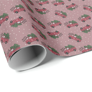 Merry Christmas Vintage Red Truck Wrapping Paper