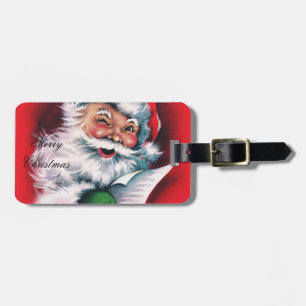 Merry Christmas,vintage,retro,Santa claus,happy Sa Luggage Tag