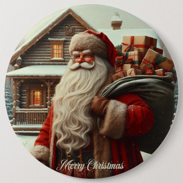 Merry Christmas vintage Santa  6 Cm Round Badge (Front)
