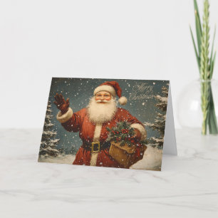 Merry Christmas Vintage Santa Card