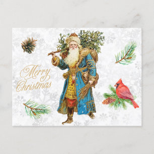 Merry Christmas Vintage Santa Claus Collage  Holiday Postcard