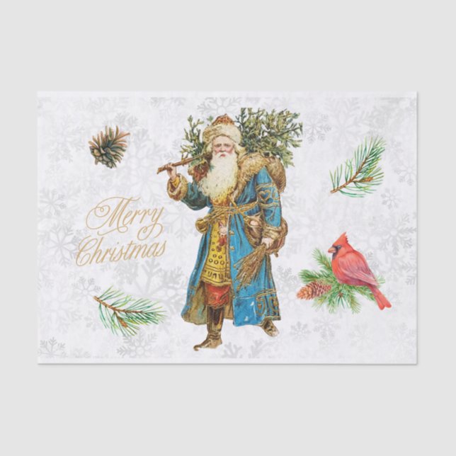 Merry Christmas Vintage Santa Claus Collage  Tissue Paper (Front)