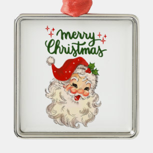 Merry Christmas vintage Santa Claus holiday family Metal Tree Decoration