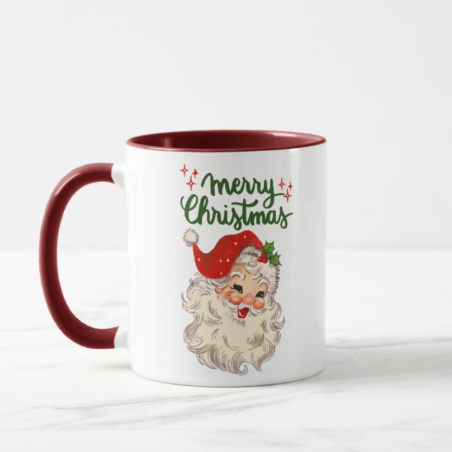 Merry Christmas vintage Santa Claus holiday  Mug (Left)