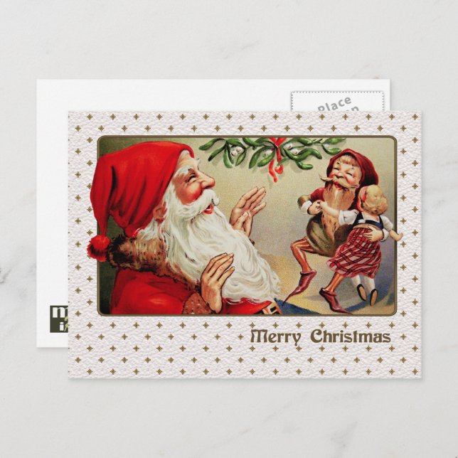 Merry Christmas. Vintage Santa Claus  Holiday Postcard (Front/Back)