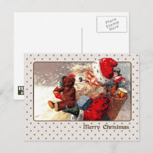 Merry Christmas. Vintage Santa Claus  Holiday Postcard