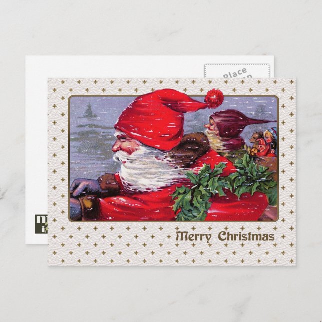 Merry Christmas. Vintage Santa Claus  Holiday Postcard (Front/Back)
