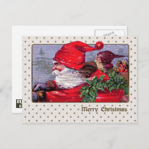 Merry Christmas. Vintage Santa Claus  Holiday Postcard