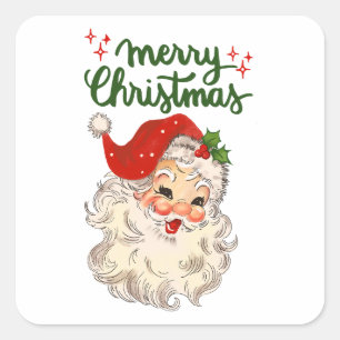 Merry Christmas vintage Santa Claus holiday Square Sticker