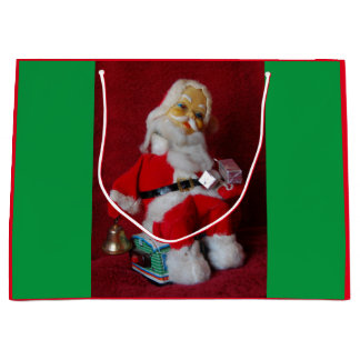 Merry Christmas Vintage Santa Claus Large Gift Bag