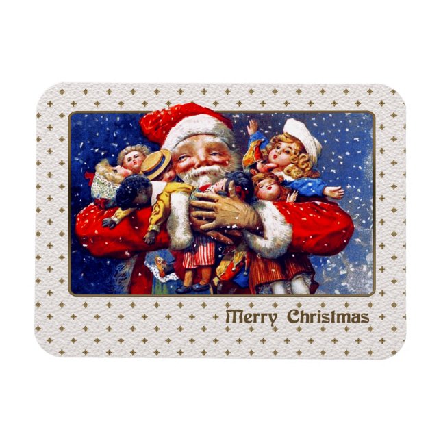Merry Christmas. Vintage Santa Claus  Magnet (Horizontal)
