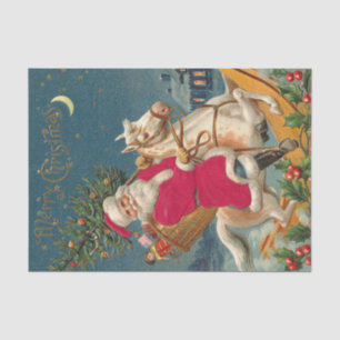 Merry Christmas Vintage Santa Claus on Horse Tissue Paper