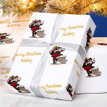Merry Christmas Vintage Santa Custom Name Wrapping Paper<br><div class="desc">Customise the text, and easily create your personalised Christmas wrapping paper. Click EDIT DESIGN then select BACKGROUND to change the background colour. You can TRANSFER this DESIGN on other Zazzle products and adjust it to fit most Zazzle items. Standard Studio designs are made in high-resolution graphics for a professional print....</div>