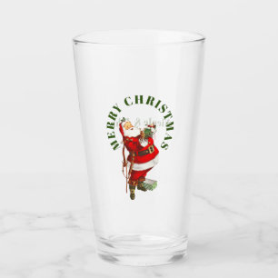 Merry Christmas, Vintage Santa Glass Tumbler