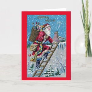 MERRY CHRISTMAS VINTAGE SANTA GREETING CARD