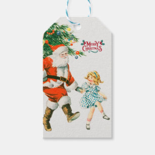 Merry Christmas vintage santa Holiday Gift Tags