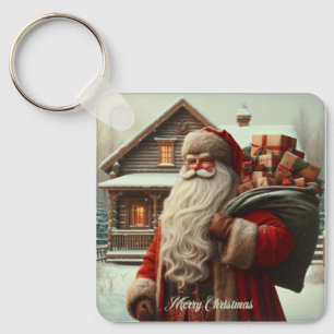 Merry Christmas vintage Santa  Key Ring