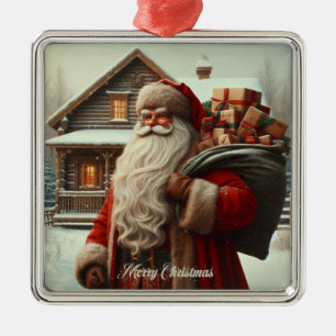 Merry Christmas vintage Santa Metal Tree Decoration