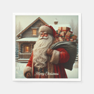 Merry Christmas vintage Santa Napkin