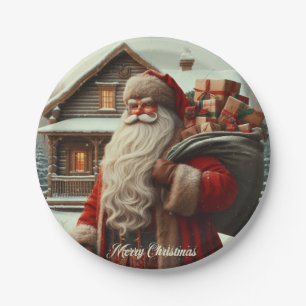 Merry Christmas vintage Santa Paper Plate
