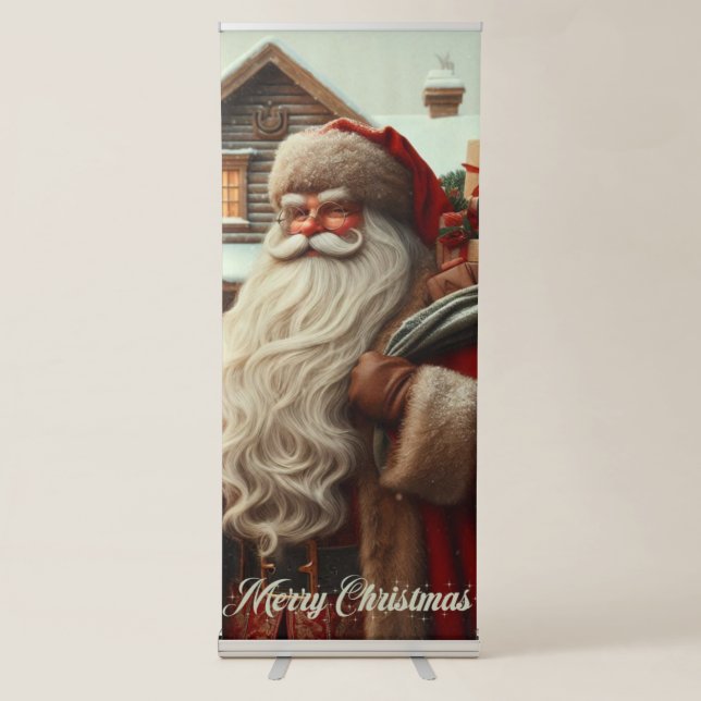 Merry Christmas vintage Santa  Retractable Banner (Front)