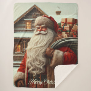 Merry Christmas vintage Santa  Sherpa Blanket