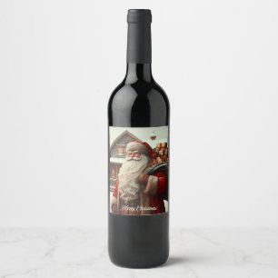 Merry Christmas vintage Santa Wine Label