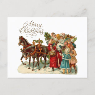 Merry Christmas Vintage Santa with Children Holiday Postcard